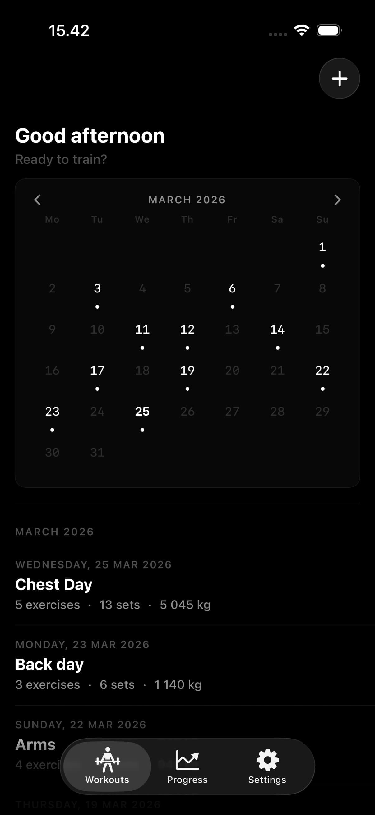 Styrka — progress tracking